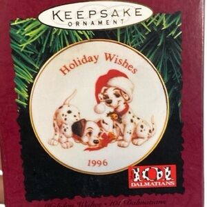 Hallmark Keepsake ornament holiday wishes 1996 collectors plate 101 dalmatians